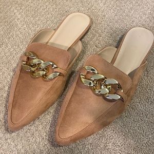 NWOT—microsuede loafer mules